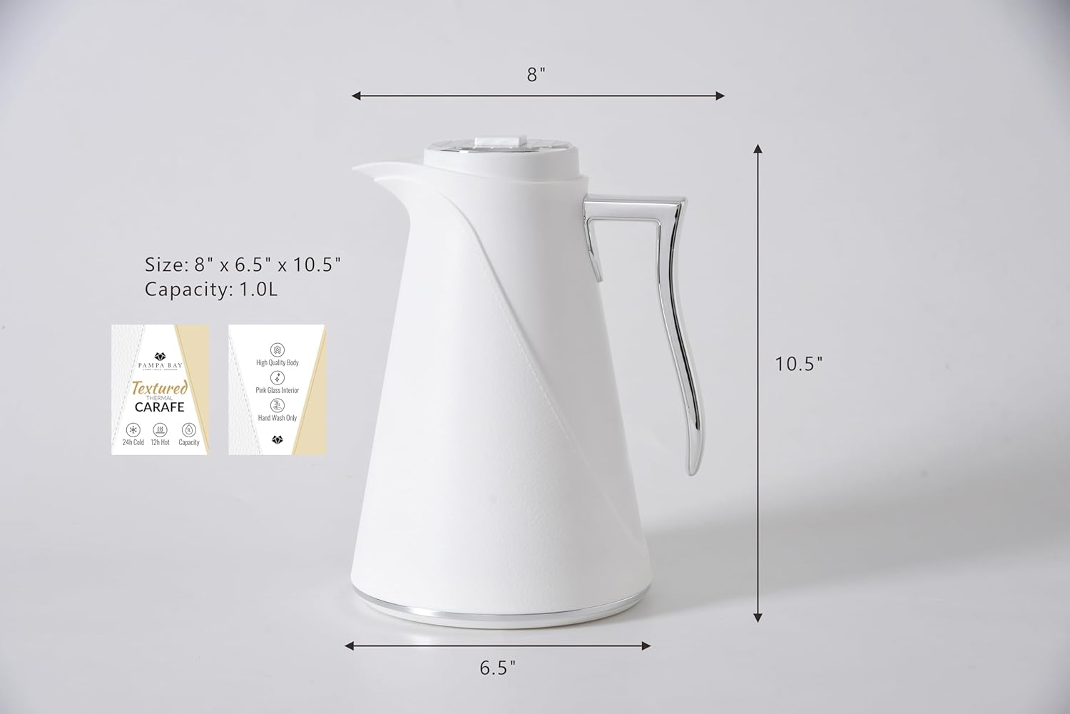 Thermal Carafe, Textured Thermal Carafe, 8" x 6.5" x 10.5"