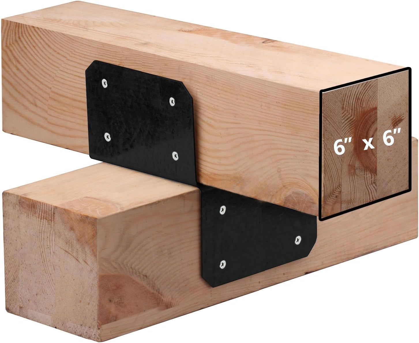 4 Pcs 6x6 Black Joist Anchor Connector, Pergola Brackets, Post Cap Tie Hanger for Post to Beam,11 Gauge