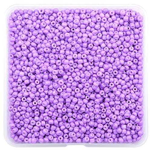 Auvoau 3mm Glass Seed Seed Beads Opaque Purple About 5000pcs/150Grams 8/0 Small Craft Beads for DIY Bracelet Necklaces Craft Jewelry Making Supplies