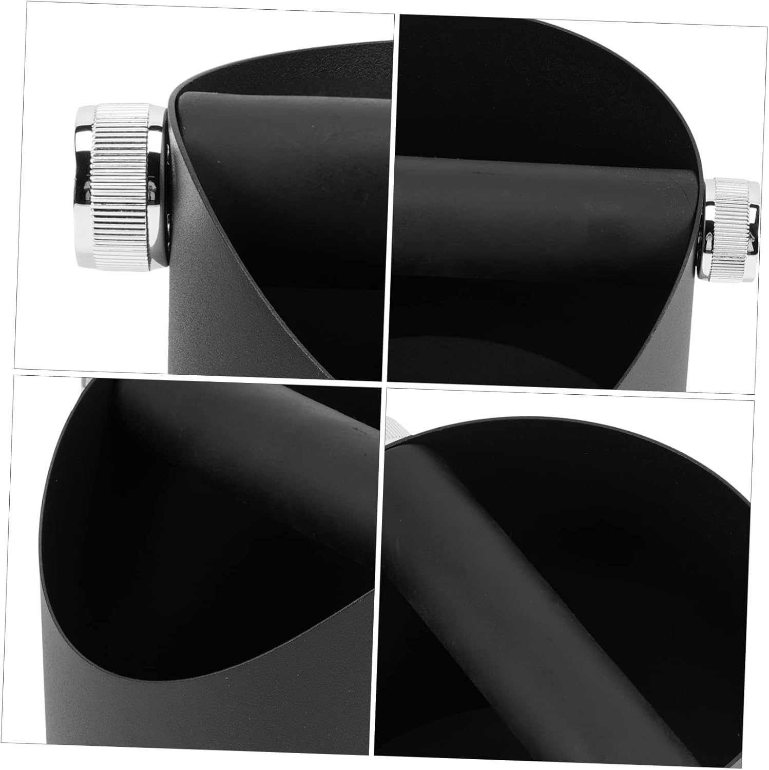 Black Steel Coffee Knock Box with Silicone, Large Capacity Dump Bin