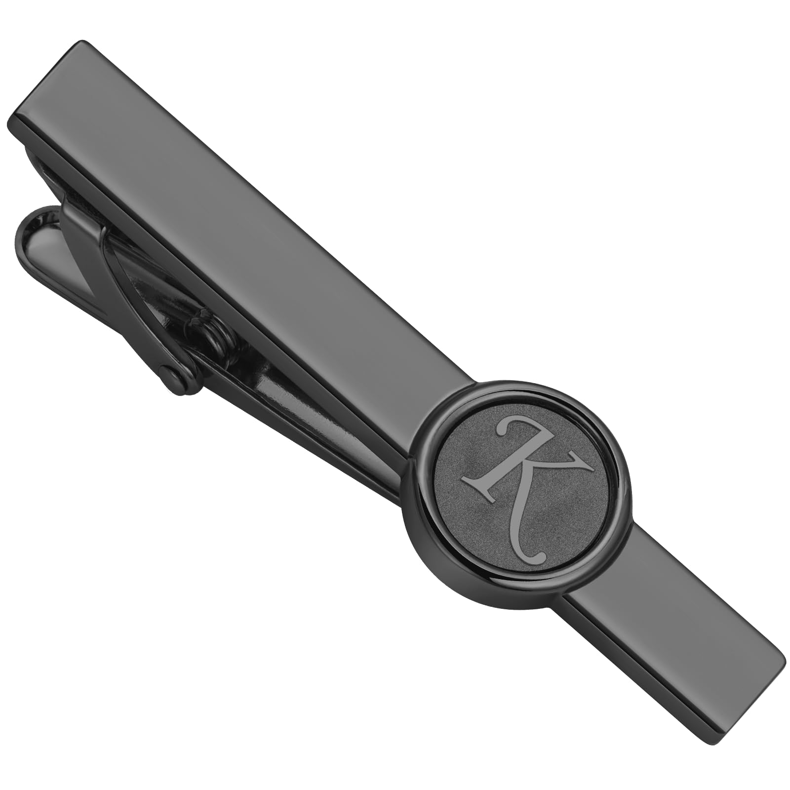 AMITER Initial Tie Clip for Men, 2 inch Mens Necktie Bar for Regular Ties - Black