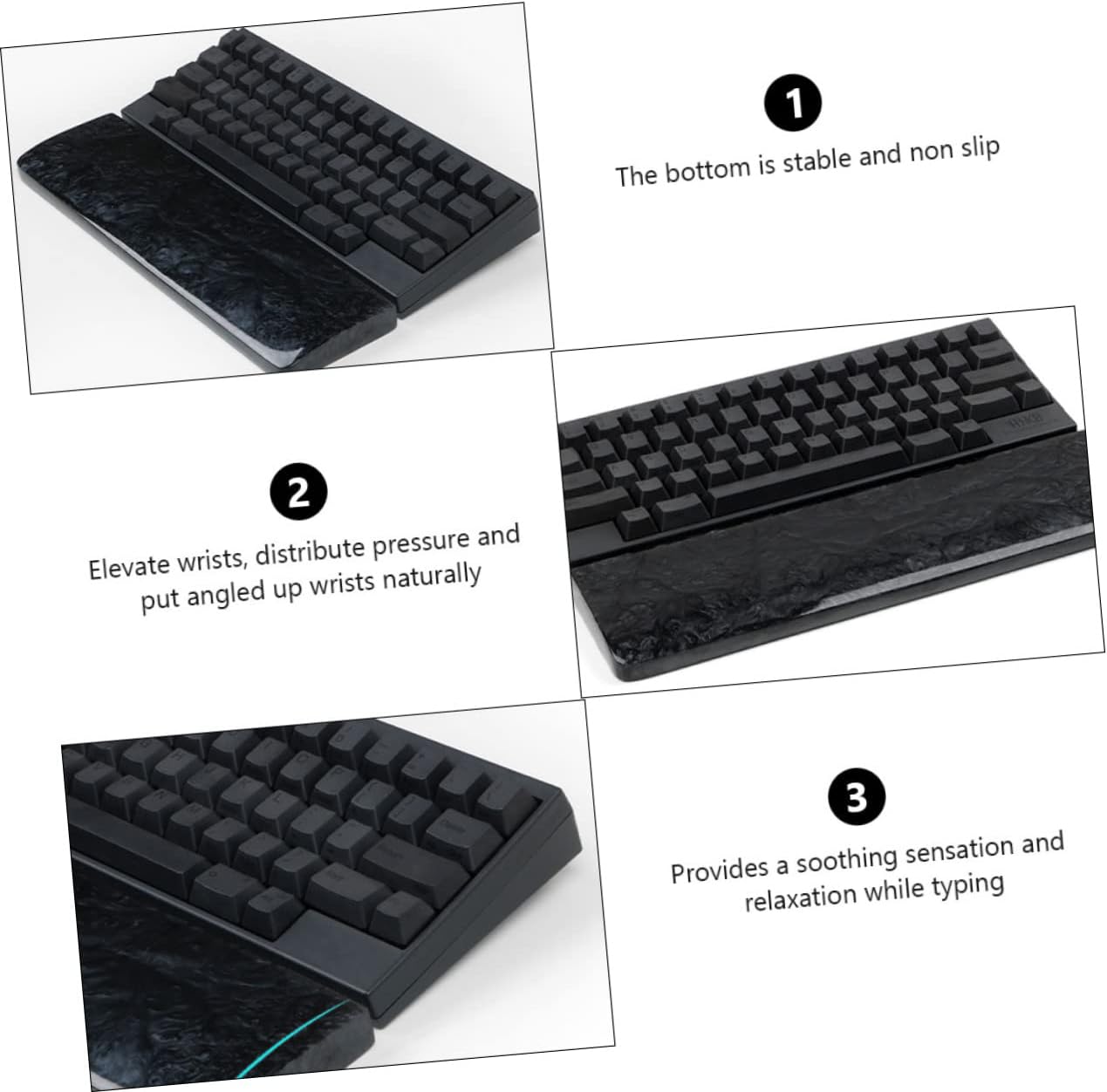 NUOBESTY Computer Keyboard Wrist Support Cushion Ergonomic Resin Hand Rest Pad for Typing Gaming Design for Comfort and for Office Use Home Workstations