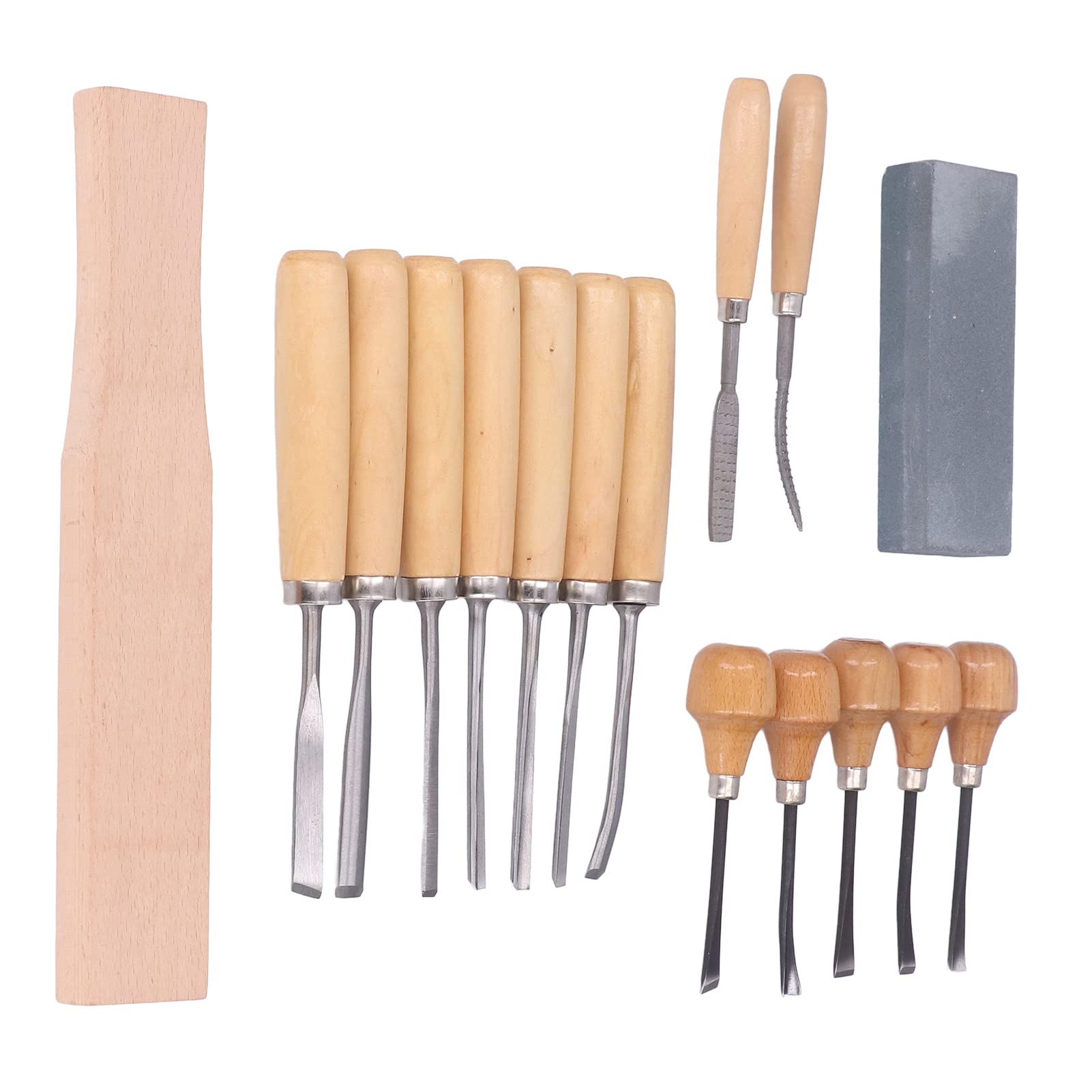 Herramienta de tallado de madera de 16 piezas, Kit de cincel de trabajo de madera Kit de cincel de carpintería de acero Cuchillo de tallado Herramienta de mano con bolsa de lona de almacenamiento