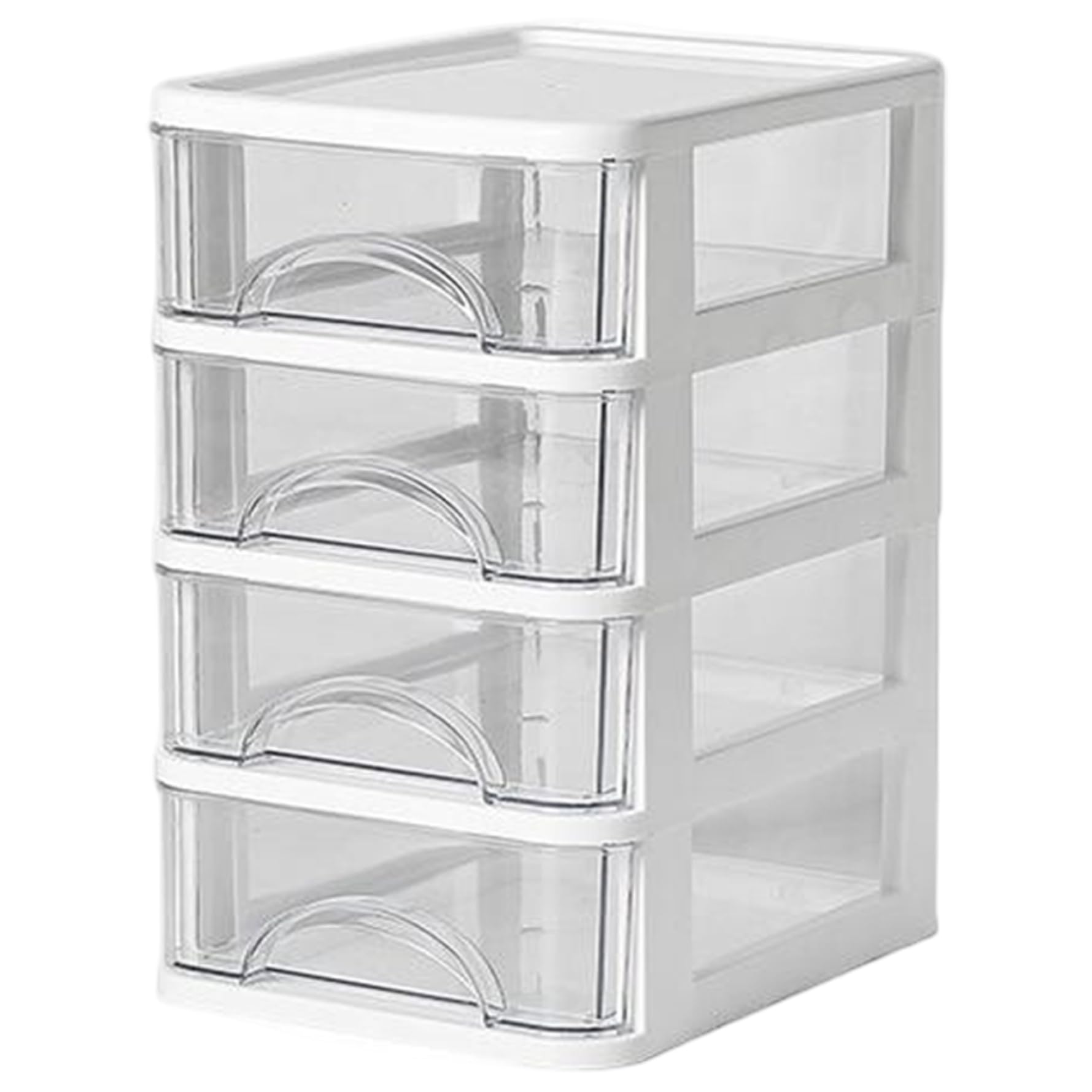 Organisateur de bureau transparent avec 4 mini tiroirs en plastique pour rangement de crayons