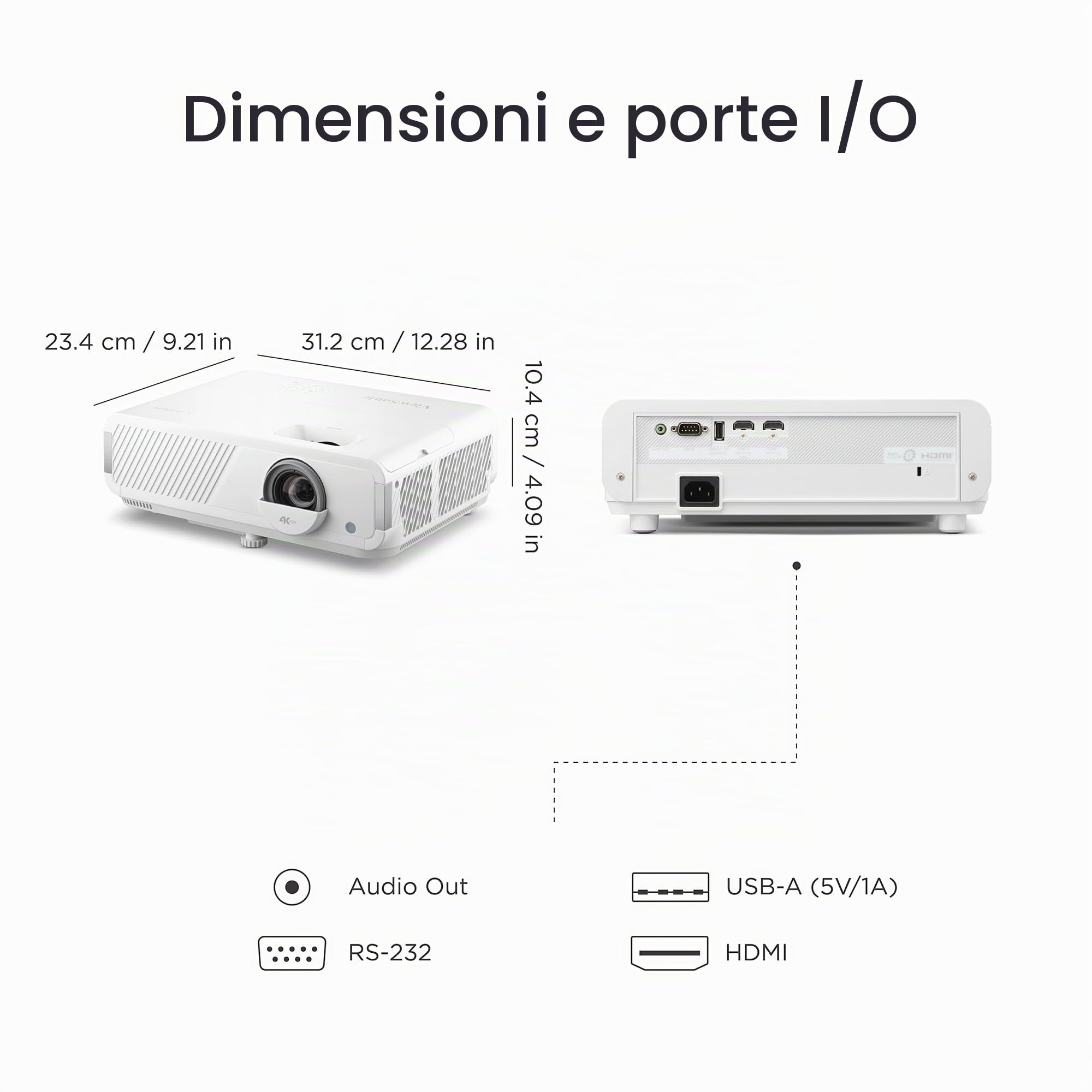 ViewSonic LX720-4K Proiettore Laser 4K UHD con Google TV, 3500 ANSI Lumen, Modalità Gaming 1 ms, HDR/HLG, Zoom ottico 1,3x, Keystone H/V automatico, Home Cinema & Gaming