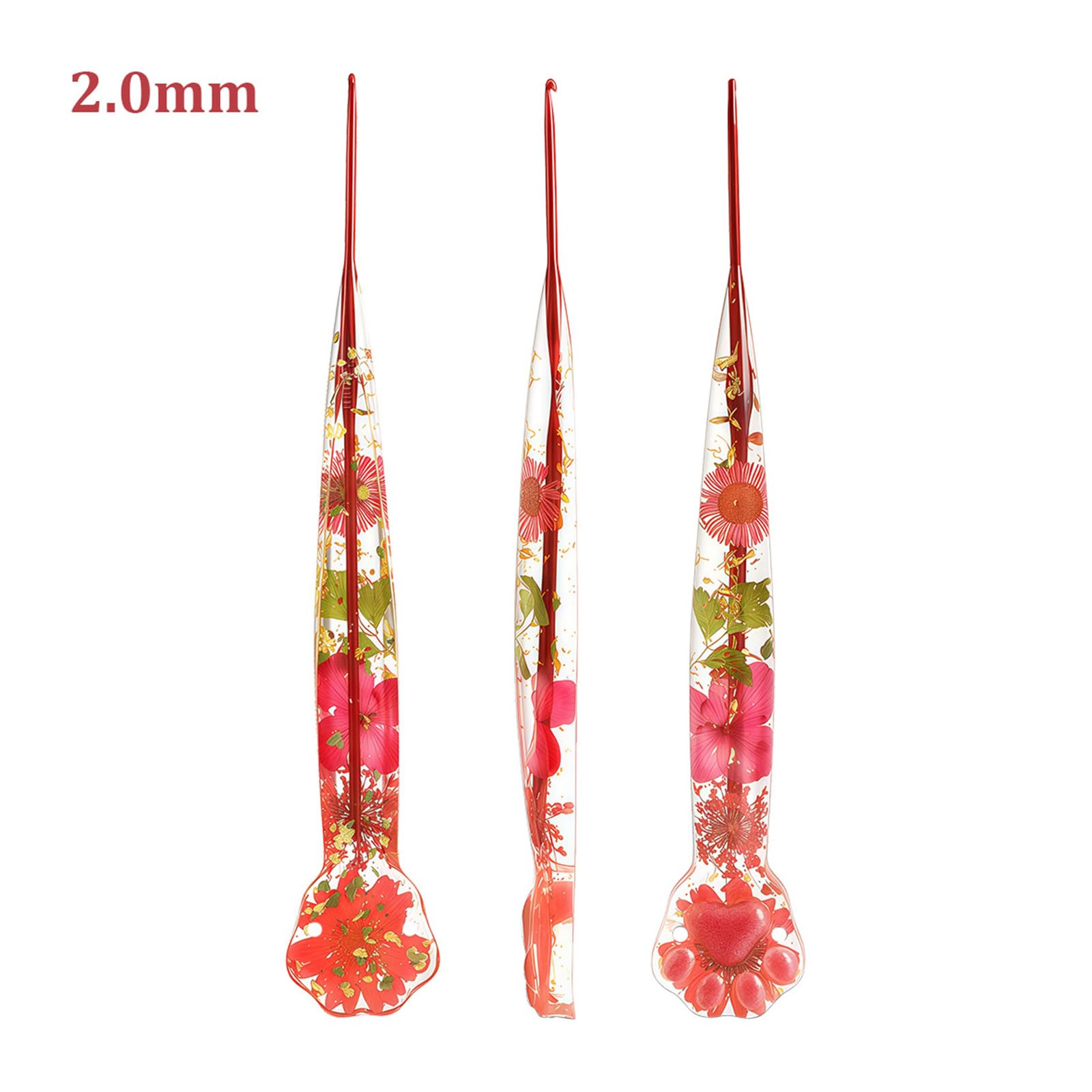 9 agujas de ganchillo con estampado de flores de 6 mm, mango de resina, gancho de ganchillo de aluminio para tejer suéteres, sombreros, juguetes de peluche, cierres elegantes