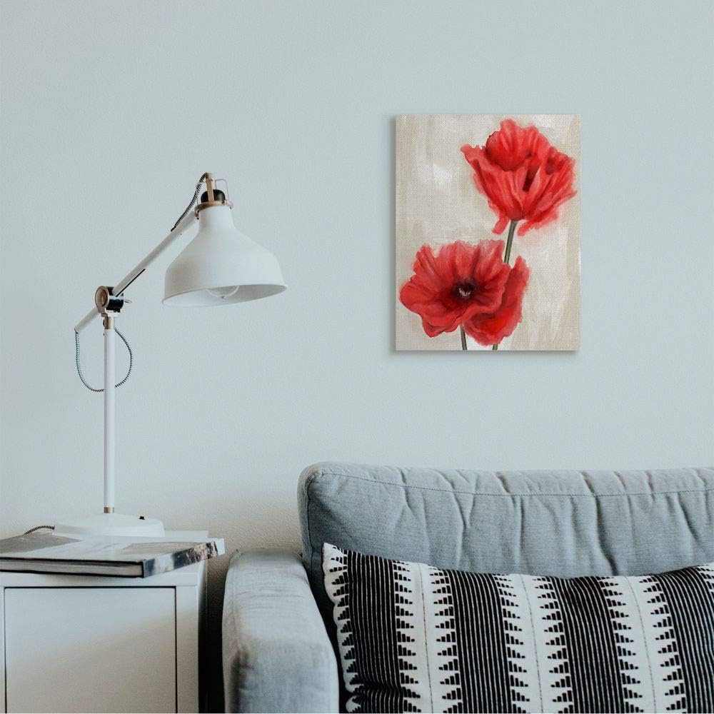 Red and Beige Floral Canvas Wall Art, 17" x 21"