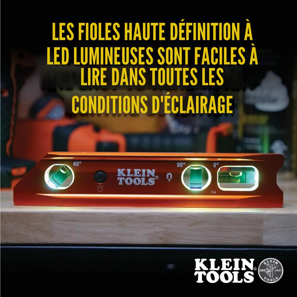 Klein Tools 935RBLT Niveau de billette avec LED, Rouge
