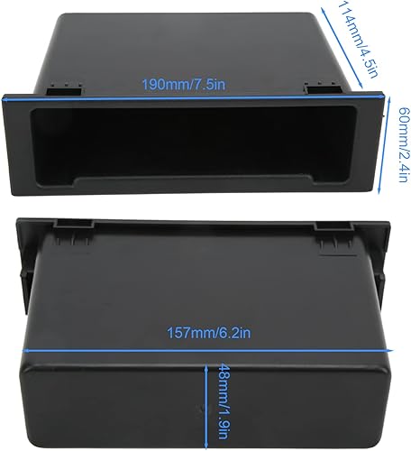 Miniatura 5 de Caja de almacenamiento de radio de audio estéreo para automóvil, organizador de tablero de instrumentos 1DIN, ABS negro, bolsillo de repuesto para