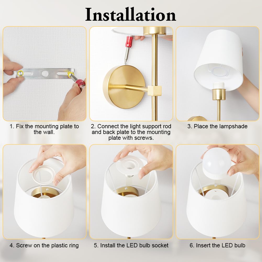 HOTUT 2 Pezzi Lampada da Parete Interno, Lampada da Parete Con Telecomando & Batteria Ricaricabile, Dimmerabile RGB Lampada da Muro, Applique Senza Fili per Camera da Letto Soggiorno Scale Corridoio