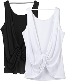 Women's Open Back High Neck Workout Athletic Gym Tank Tops