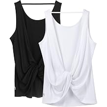icyzone Womens Open Back High Neck Workout Athletic Gym Tank Tops