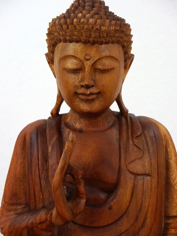 livasia Bouddha en Bois de Bali, Statue bouddhique, Sculpture en Bois Massif, Durable et Fait Main (50 cm)