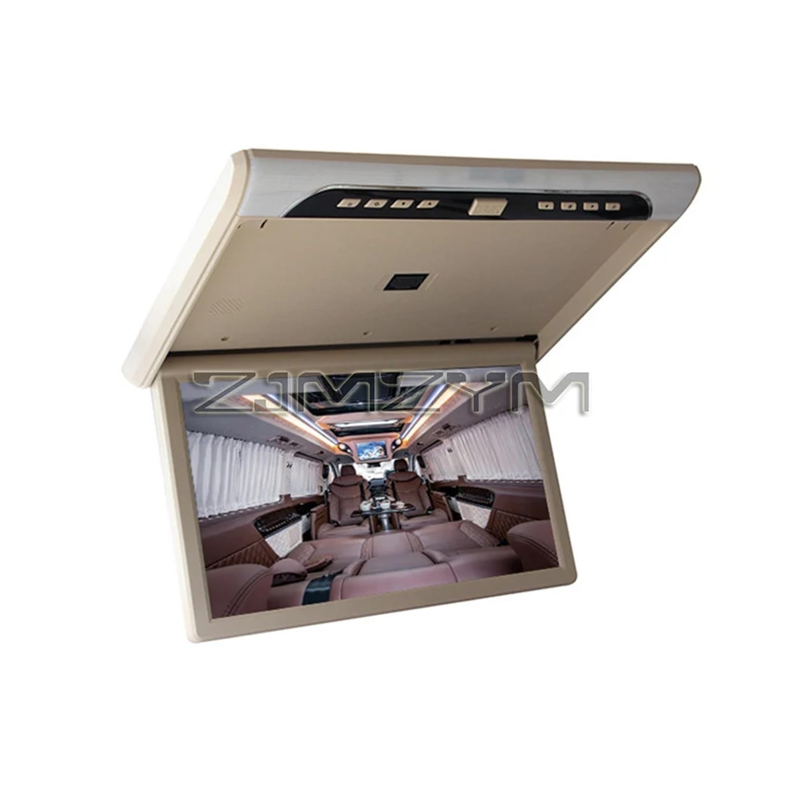 Automonitor 19 Zoll 1920 * 1080P LCD-Bildschirm Dachmontage Flip Down MP5-Player mit HD-Deckenmonitor TV for Autobus-Zubehör(Beige)