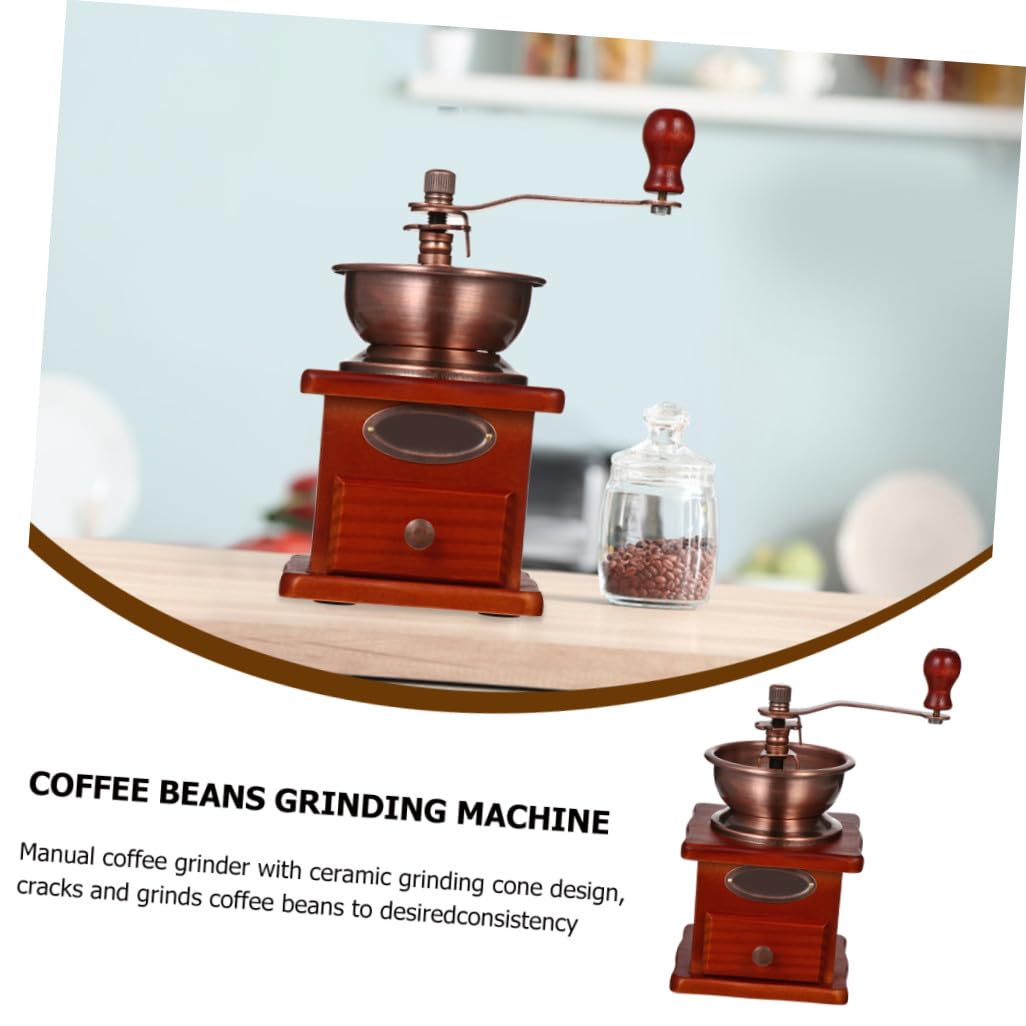 Molinillo de Café Diseño Tradicional Adecuado como Obsequio de Navidad para Moler Granos Portátil Manual Cono de Cerámica y Cuerpo de Hierro