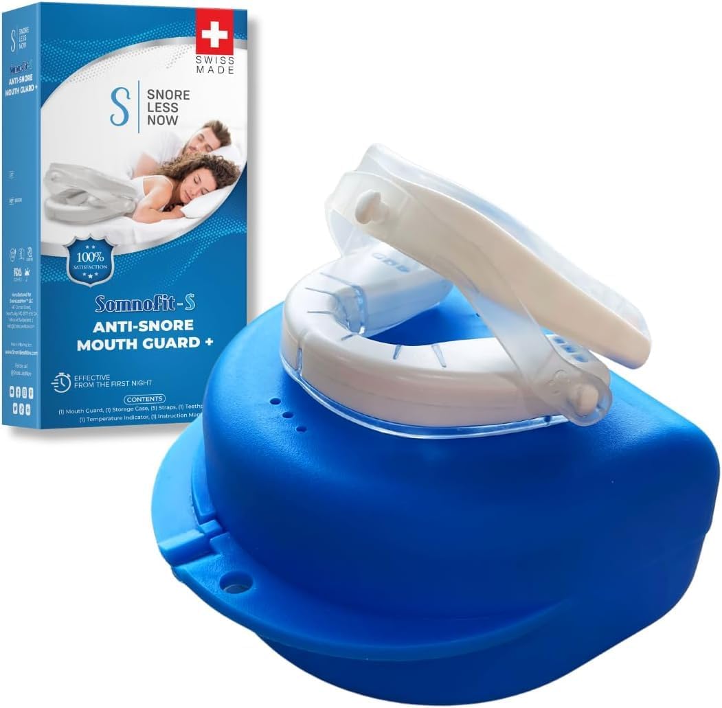 Somnofit-S Anti-Snore Mouth Guard+ by SnoreLessNow | FDA-Cleared Anti Snoring Mouthpiece | Sleep Tight Mouth Guard | Adjustable Snoring Solution for Men & Women | Swiss-Made Snoring Mouthpiece
