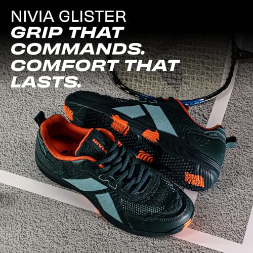 Image of Nivia Glister 2.0 Badminton Shoes for Men | Your Ultimate Companion for Superior Court Performance | Badminton Sports Shoes | Best Non Marking Court Shoes | (Grey /Orange /Red)