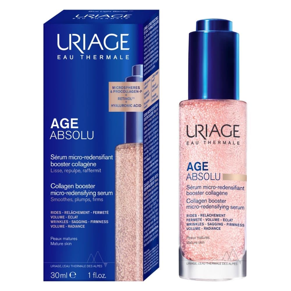 Uriage Age Absolu Siero micro-ridensificante Booster di Collagene con peptidi di procollagene e retinolo - Effetto rimpolpante immediato, Bosster di Pro-collagene X6 - Rughe, luminosità, volume - 30ml