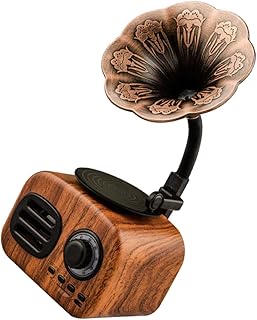 Obuyke Alto-Falante Retrô CD Toca-Discos Toca-Discos Portátil Rádios Portáteis Toca-Discos Fonógrafo Alto-Falantes Decoração De Mesa Hi-Fi Mini Alto-Falante Sem Fio Alto-Falante Baixo