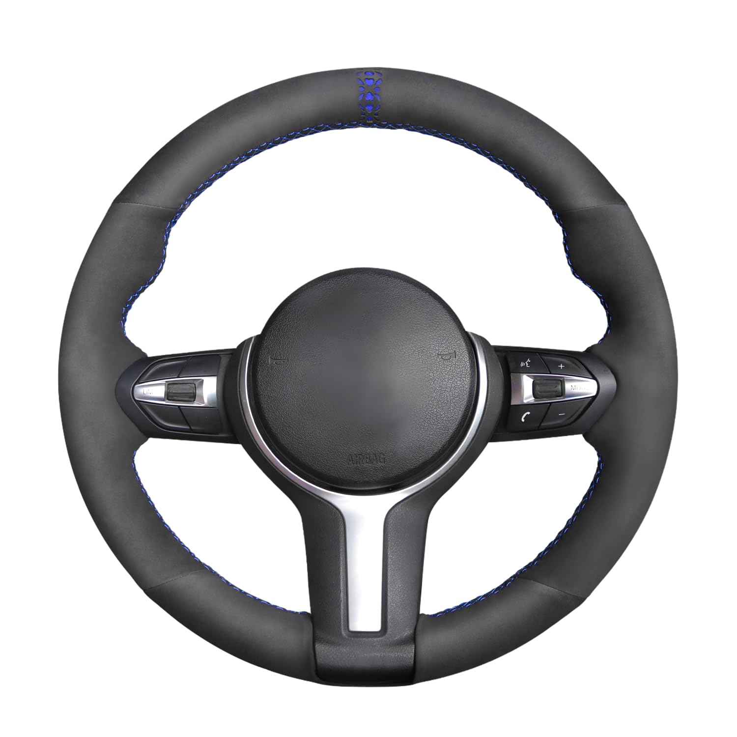 MEWANT Steering Wheel Wrap Hand Sewing Suede Auto Steering Wheel Cover for BMW F87 M2 2015-2017 F80 M3 2014-2017 F82 M4 M5 F12 F13 M6 F85 X2 X5 M F86 X6 M F33 F30 M Sport