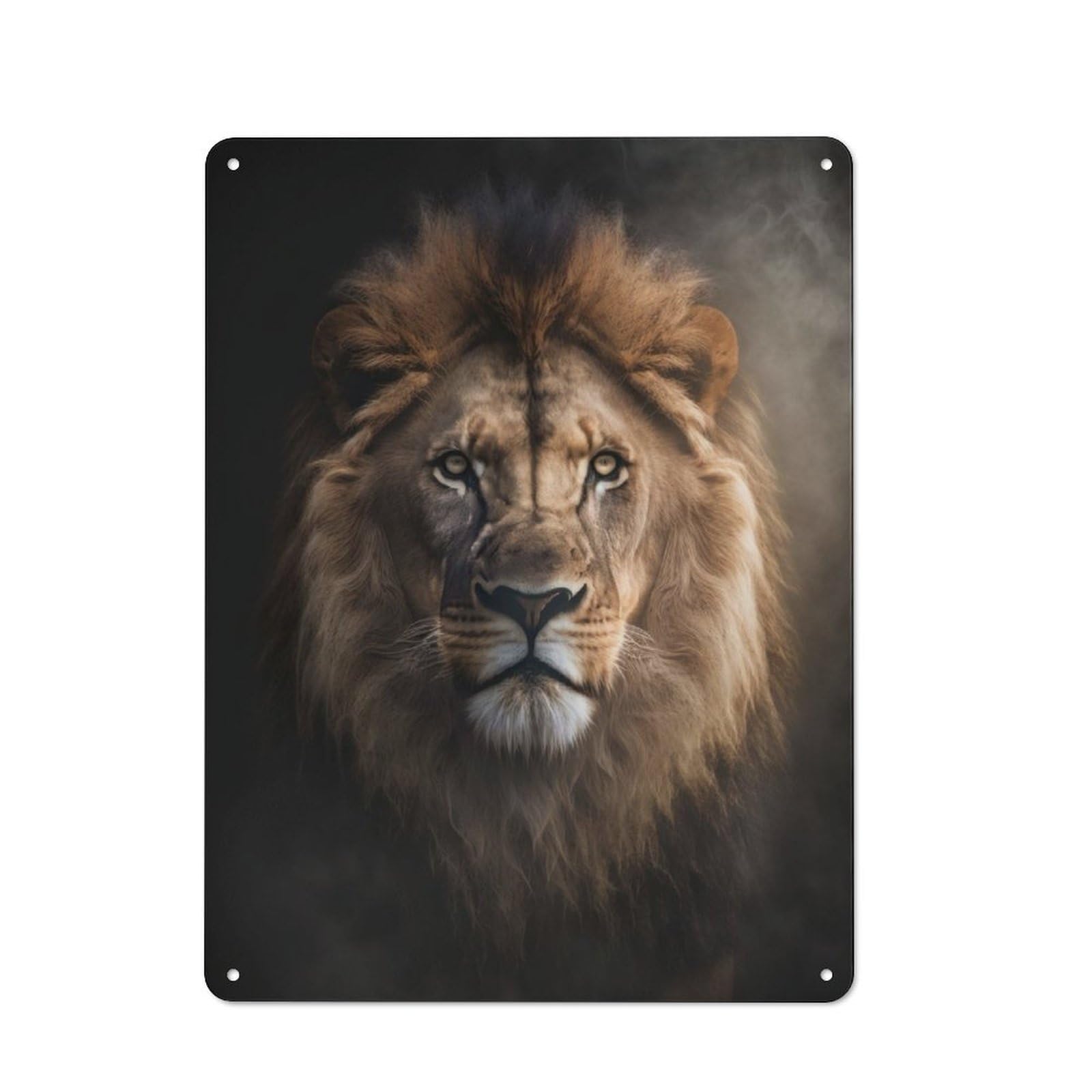 Junmoney Lion Dark Mist Portrait For Home Office Or Studio, Retro Metal Wall Sign 40X30cm, For Vintage Wall Decor Fans, For Metal Sign Collectors