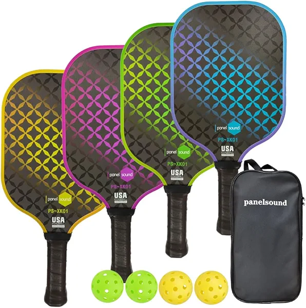 Pickleball Paddles Set of 2 or 4, USAPA Approved Fiberglass Pickleball Racket Set with 4 Outdoor Pickleballs and 1 Carrying Case