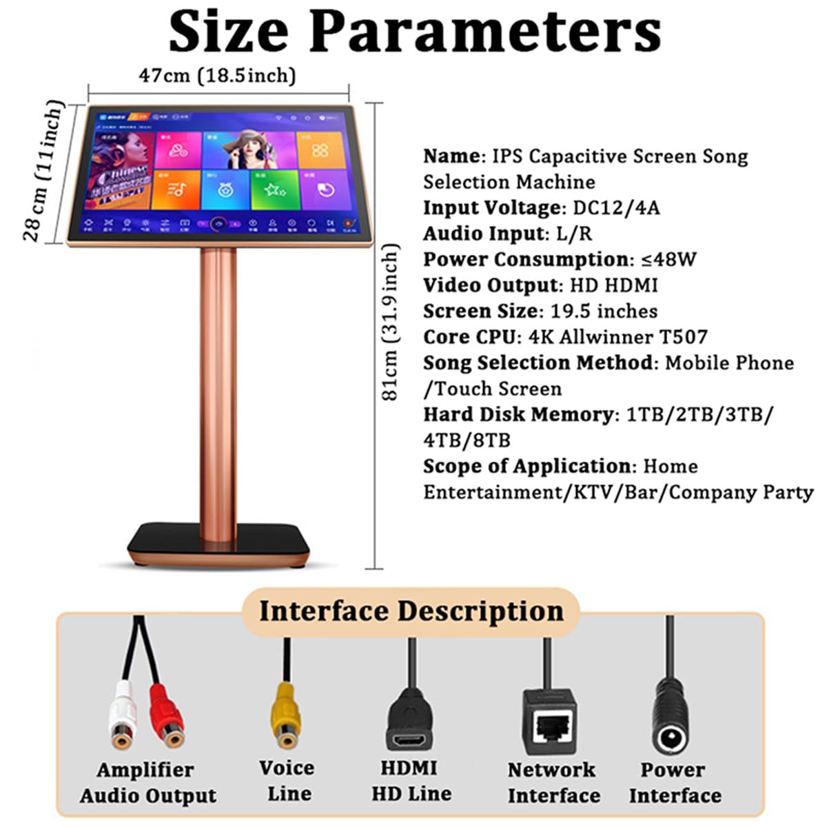 Attrezzatura Per Karaoke - Macchina Per Karaoke Con Touch Screen Da 19,5 Pollici, 1,1 Milioni Di Canzoni Da Scaricare Dal Cloud, Lettore Karaoke Ktv Per Bar Di Famiglia Festa In Casa - Cambio 27 Ling