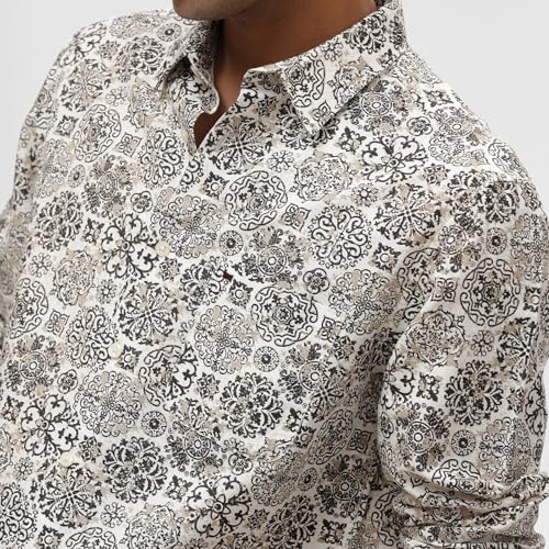 Image of BASICS Cotton-Linen Blended Men's Shirt | Slim Fit | Everyday Smart Casual Wear | Full Sleeve