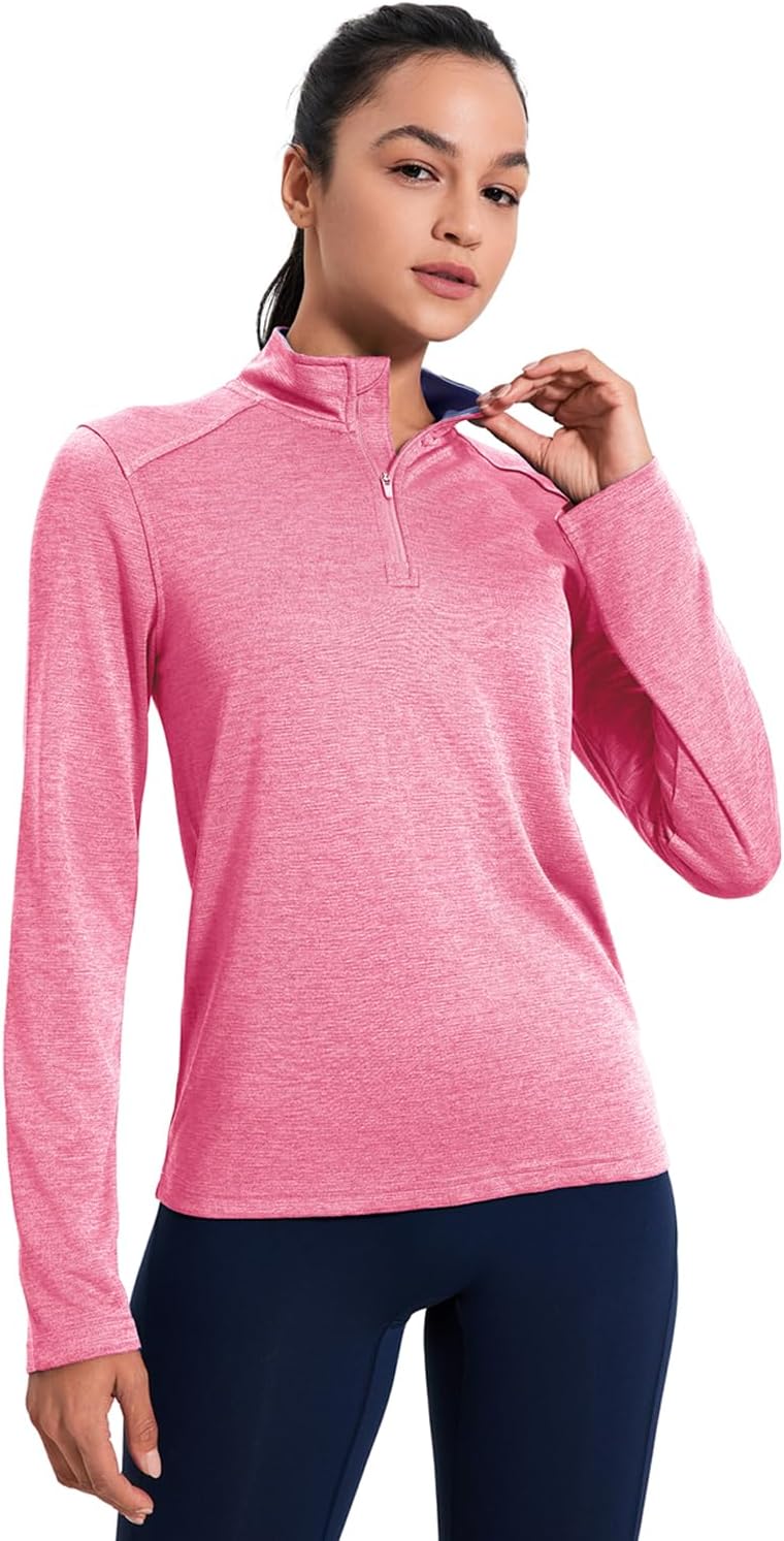 Women's Golf Shirt Long Sleeve 1/4 Zip Pullover UPF 50+ Sun Protection Shirts for Women Lightweight Athletic Pullover