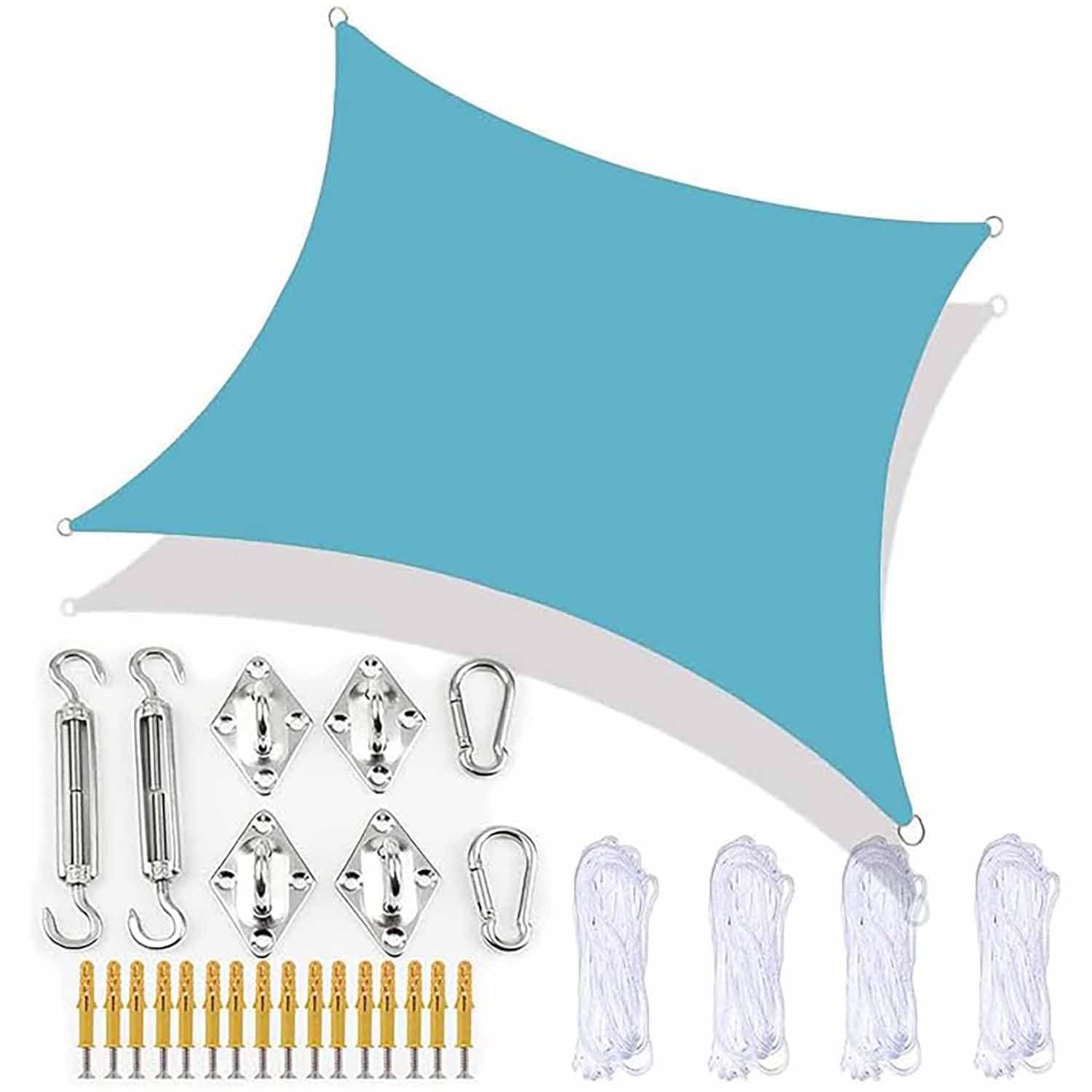 Ffsaacol Shade Sail Hardware Kit, Sun Sail Shades Rectangle Waterproof, UV Block Outdoor Sunshade, for Outdoor Patio Lawn Garden Backyard Carport 6, 13x16ft/4x5m