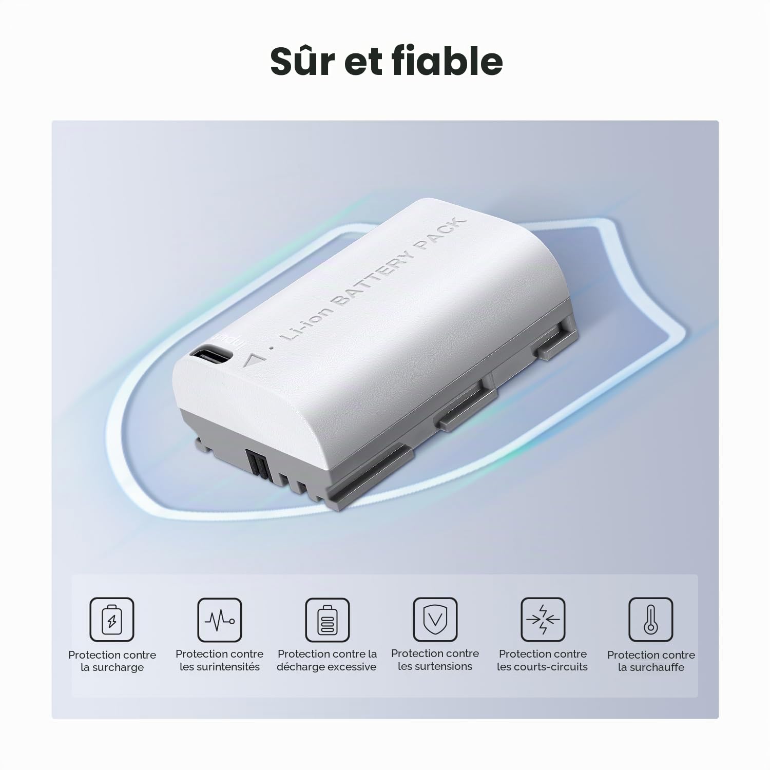 K&F CONCEPT LP-E6NH Batterie 2600mAh Grande Capacité avec Interface de Charge Directe de Type C Compatible avec Canon EOS 90D/80D/70D/5D Mark II III IV/5DS SR/6D/6D Mark II/R5 R6 R6 II R7 (2 Batterie)