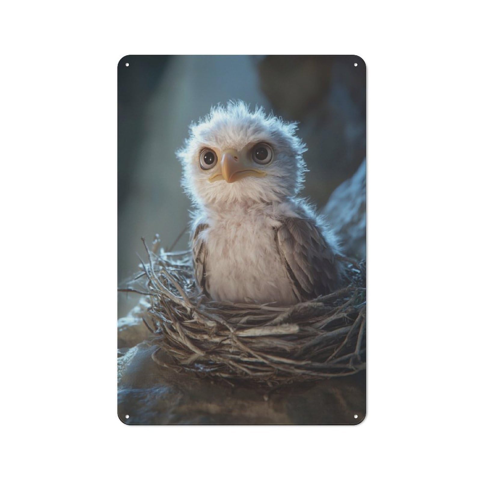 Junmoney Baby Eagle In Nest Cottage Metal Wall Decor 30X20cm, Shed Metal Sign For Conservatory, Home Bar Or Utility Room