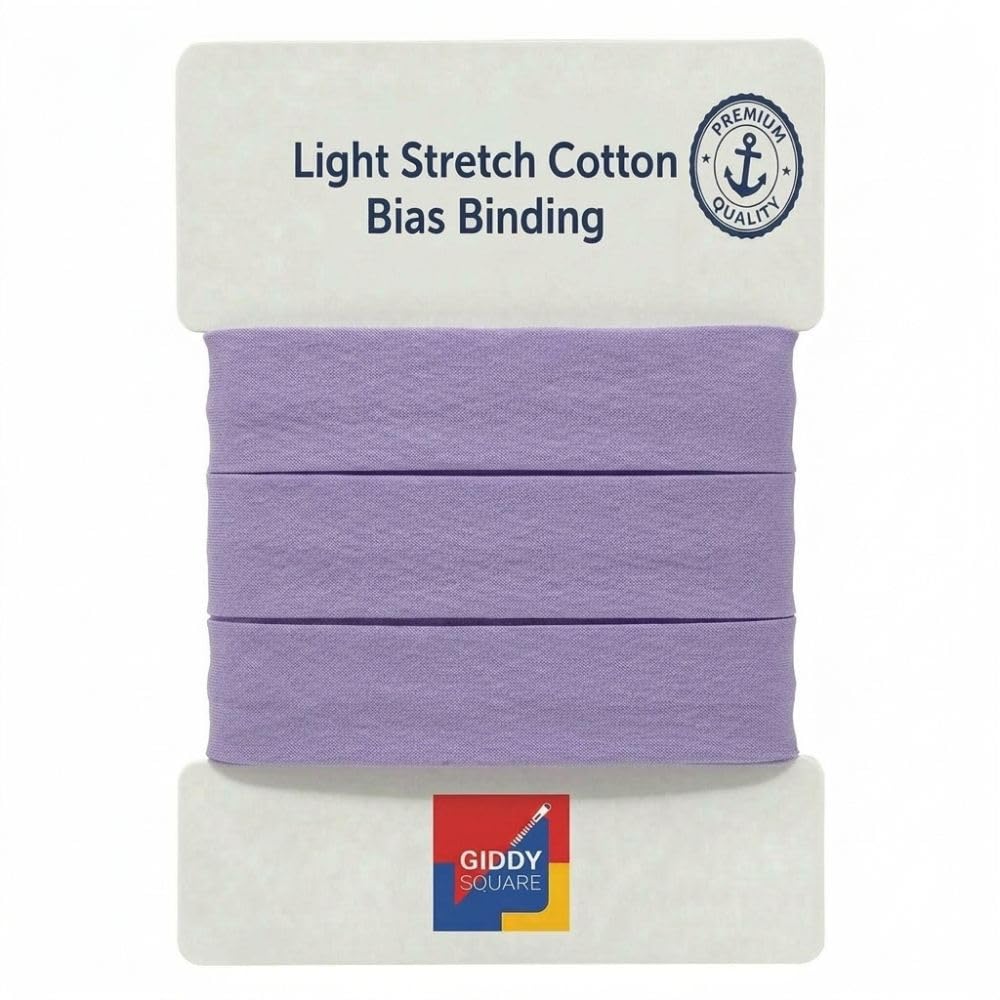 Lilac Stretch Cotton Bias Binding Tape for Sewing, 30mm x 10m