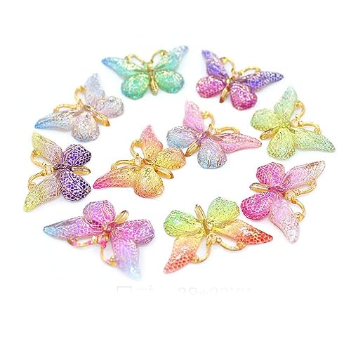 50 pcs Cute Slime Charms Mixed Set Resin Flatback Making Supplies for DIY Craft Making and Ornament Scrapbooking Beads Assorted Candy Fruit Cake Ornament - A7-butterfly-50pcs - 50pcs