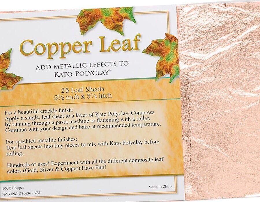 25 Sheets 100% Copper Leaf 5.5
