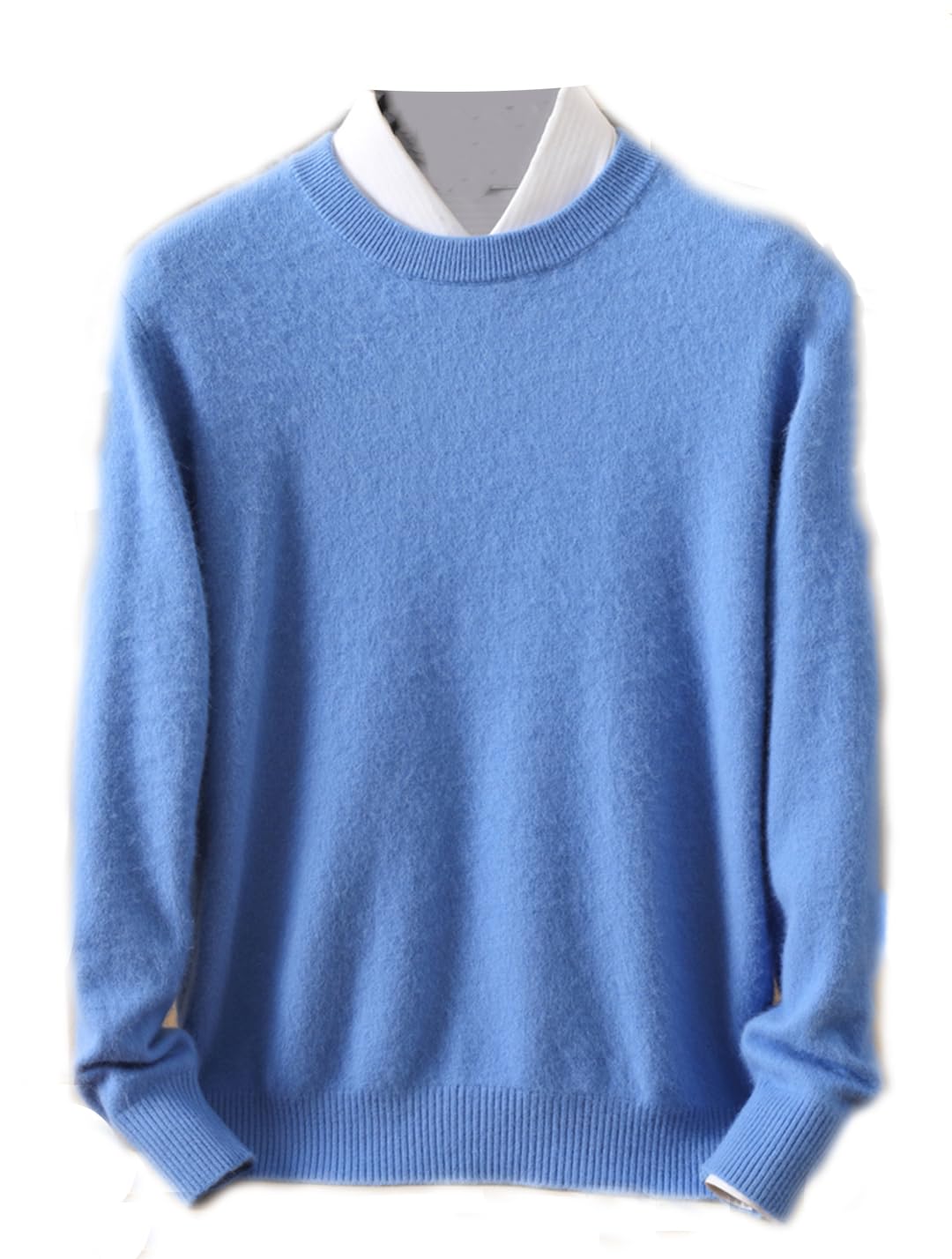Pull en Cachemire à Col Rond pour Hommes Couleur Unie Chaud Classique Hauts Tricotés Doux