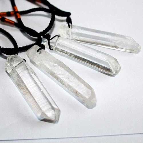Miniatura 4 de Wixine Collar con colgante de péndulo de cristal de cuarzo transparente natural, 2 piezas, piedras preciosas de chakras curación, Piedra