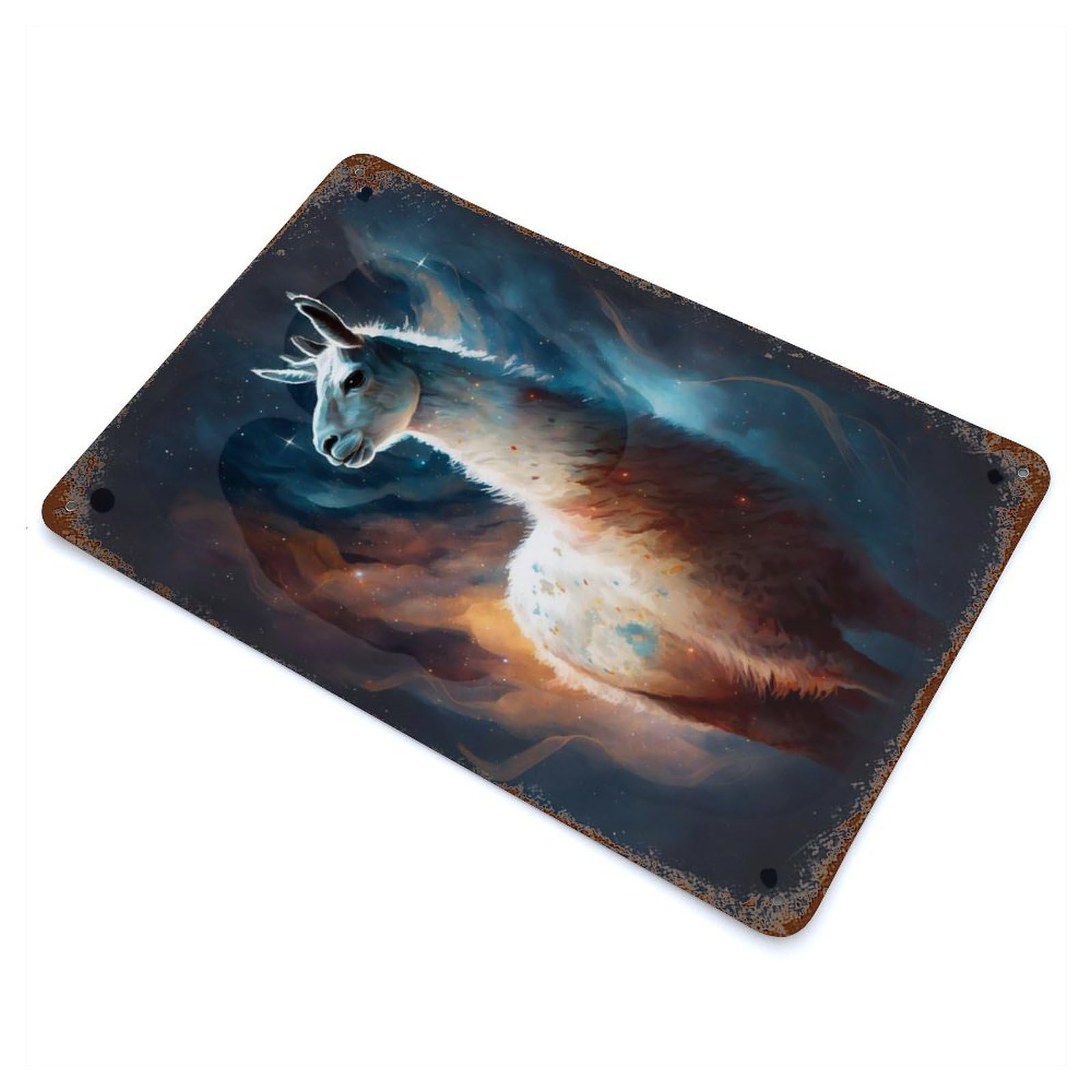 Galactic Llama Retro Metal Sign 11.8"x7.9", Farmhouse Wall Decor for Cafe, Home Bar And Lounge Decor