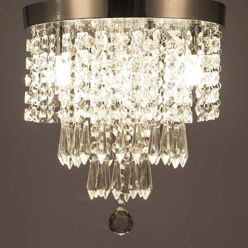FYZDLAOR 3-Light Modern Elegant Crystal Chandelier Lighting,K9 Ceiling Chandeliers Lights,φ250mm,Beaded Light Shade with Clear Acrylic Jewel Droplets（G9）