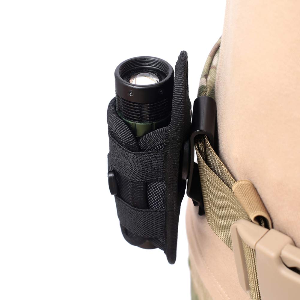 YalatanFlashlight Pouch Holster, Tactical 360 Degrees Rotatable Flashlight Pouch Holster Torch Case For Belt, Portable Torch Cover Holder Hunting Lighting Accessories for Adults