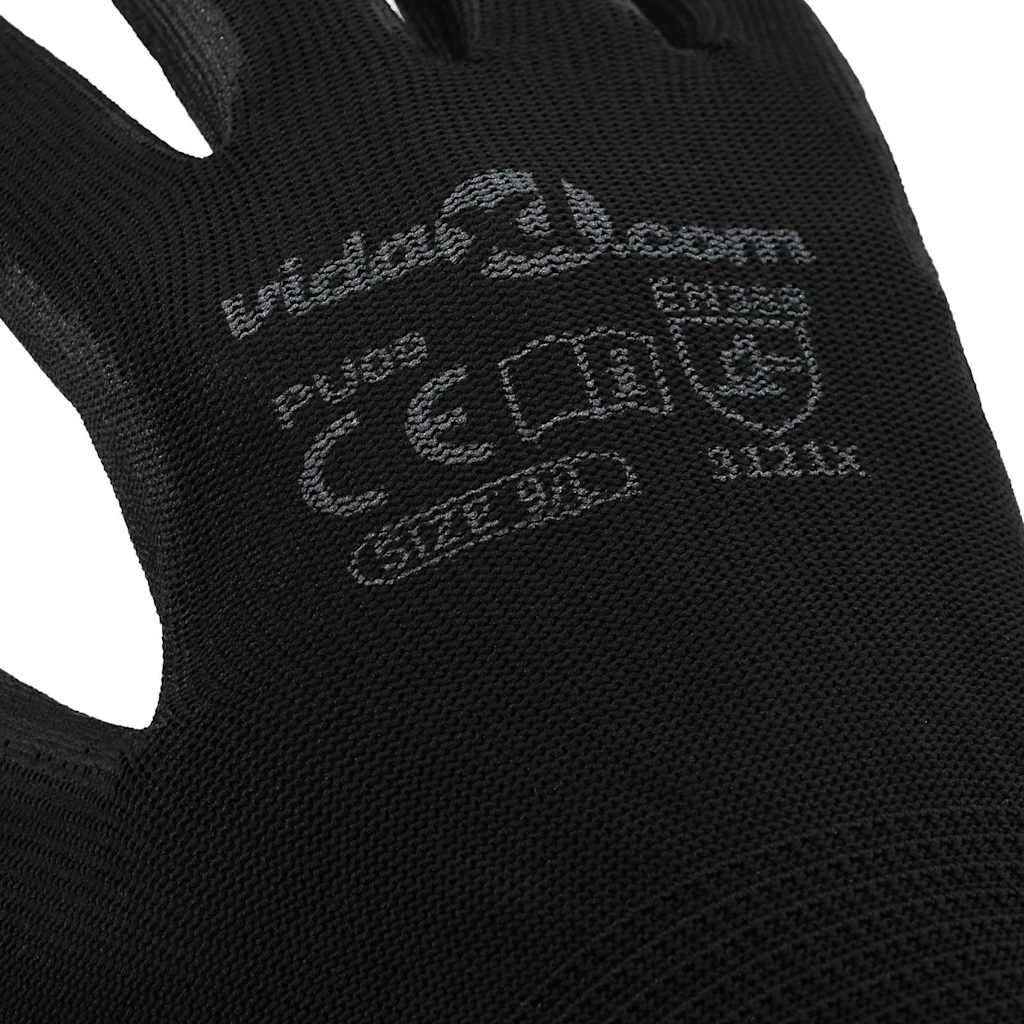 Arbeitshandschuhe Schwarz Größe 9 aus Polyester 24 Paare Schutzhandschuhe für Werkstatt Garten Bau Montage mit atmungsaktivem, rutschfestem, verschleißfestem Material und sicherem Grip