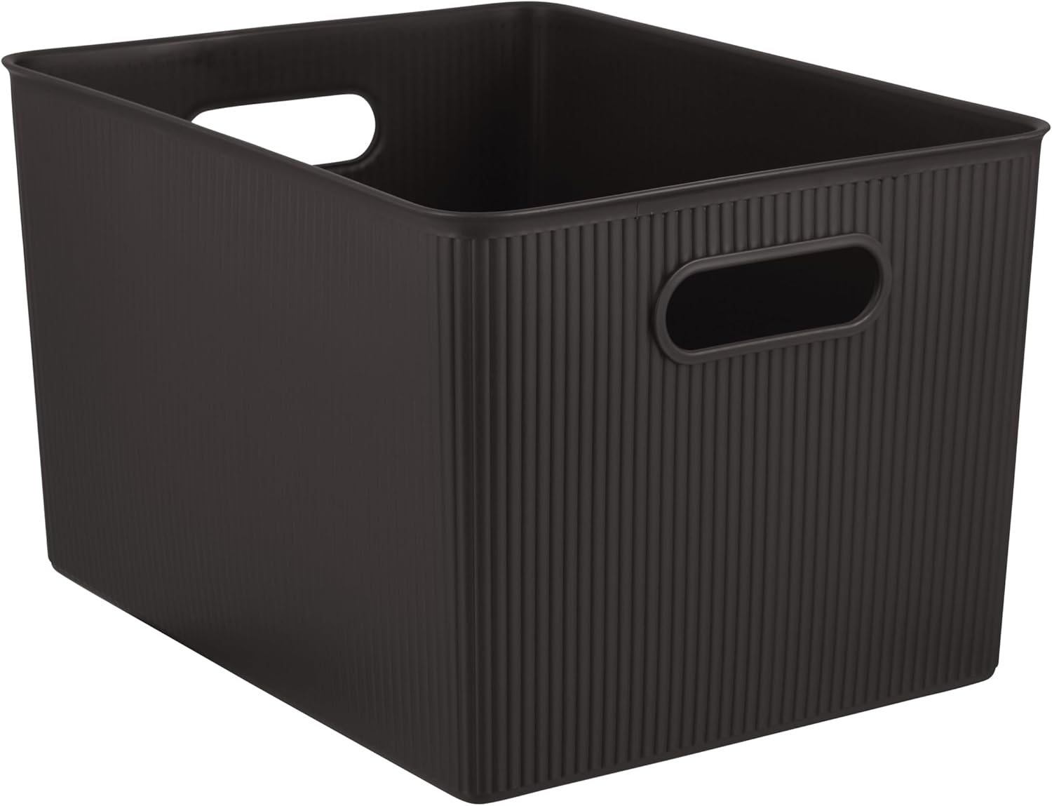 Superio Ribbed Collection - Decorative Plastic Open Home Storage Bins Organizer Baskets, X-Large Brown (4 Pack) Container Boxes for Organizing Closet Shelves Drawer Shelf 22 Liter/23 Quart Brown 22 Liter (4 Pack)