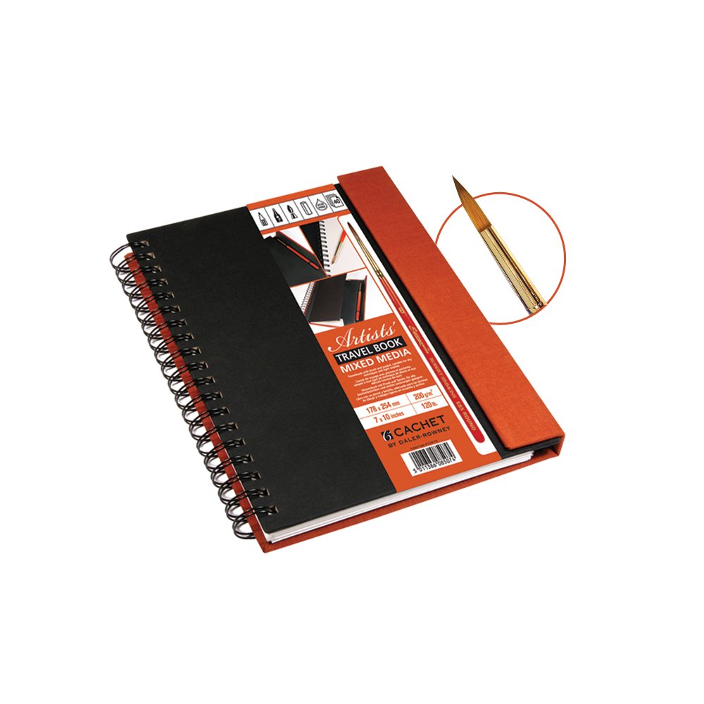 Buy Cachet Travel Sketchbook For Mixed Media with FREE Brush 7x10
