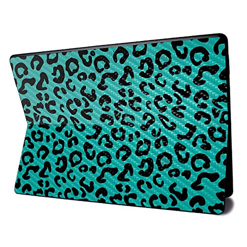Image of MightySkins Carbon Fiber Skin for Microsoft Surface Pro X - Teal Leopard | Textured Carbon Fiber Finish | Easy to Apply, Remove, and Change Styles | Made in The USA