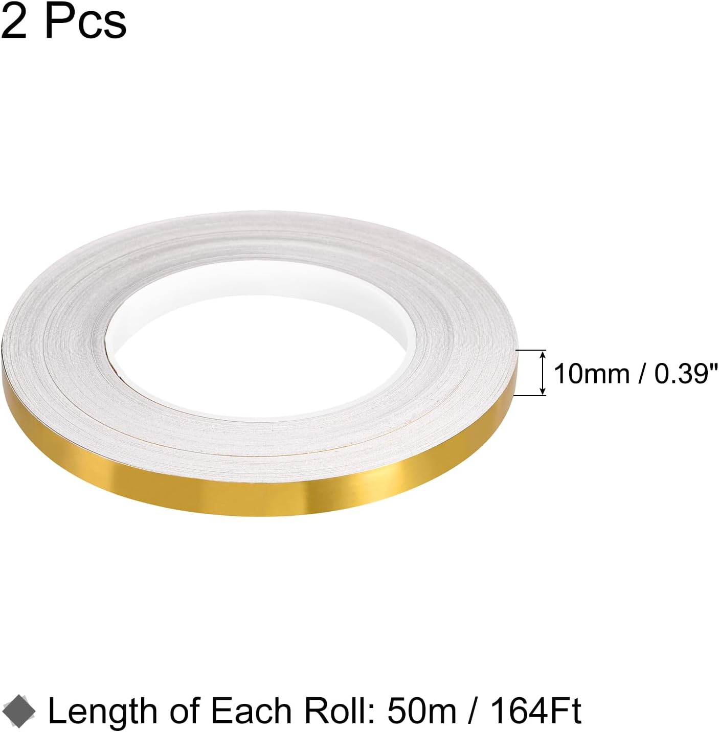 PATIKIL Cinta Película Poliéster Metalizada 5mm X 50 Metros, Paquete 3 Cinta Decorativa Metálica Plateada Brillante Cinta Adhesiva Espejo Para Detalles Pared Acento Artes Gráficas Molduras