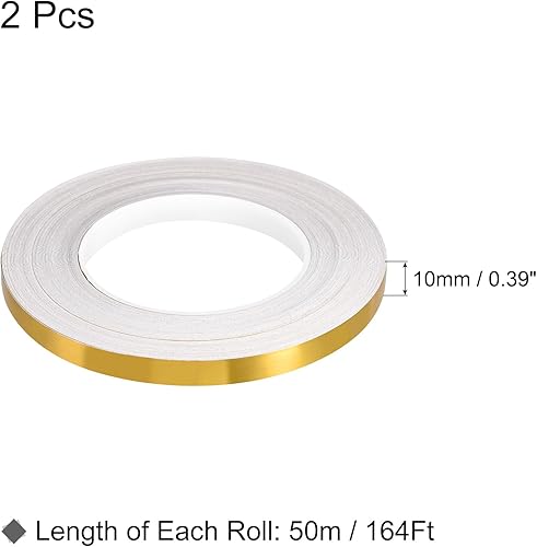Miniatura 2 de uxcell 2 calcomanías autoadhesivas de papel de aluminio de 0.39 pulgadas x 164 pies para decoración de huecos, tiras de cinta de sellado de huecos,