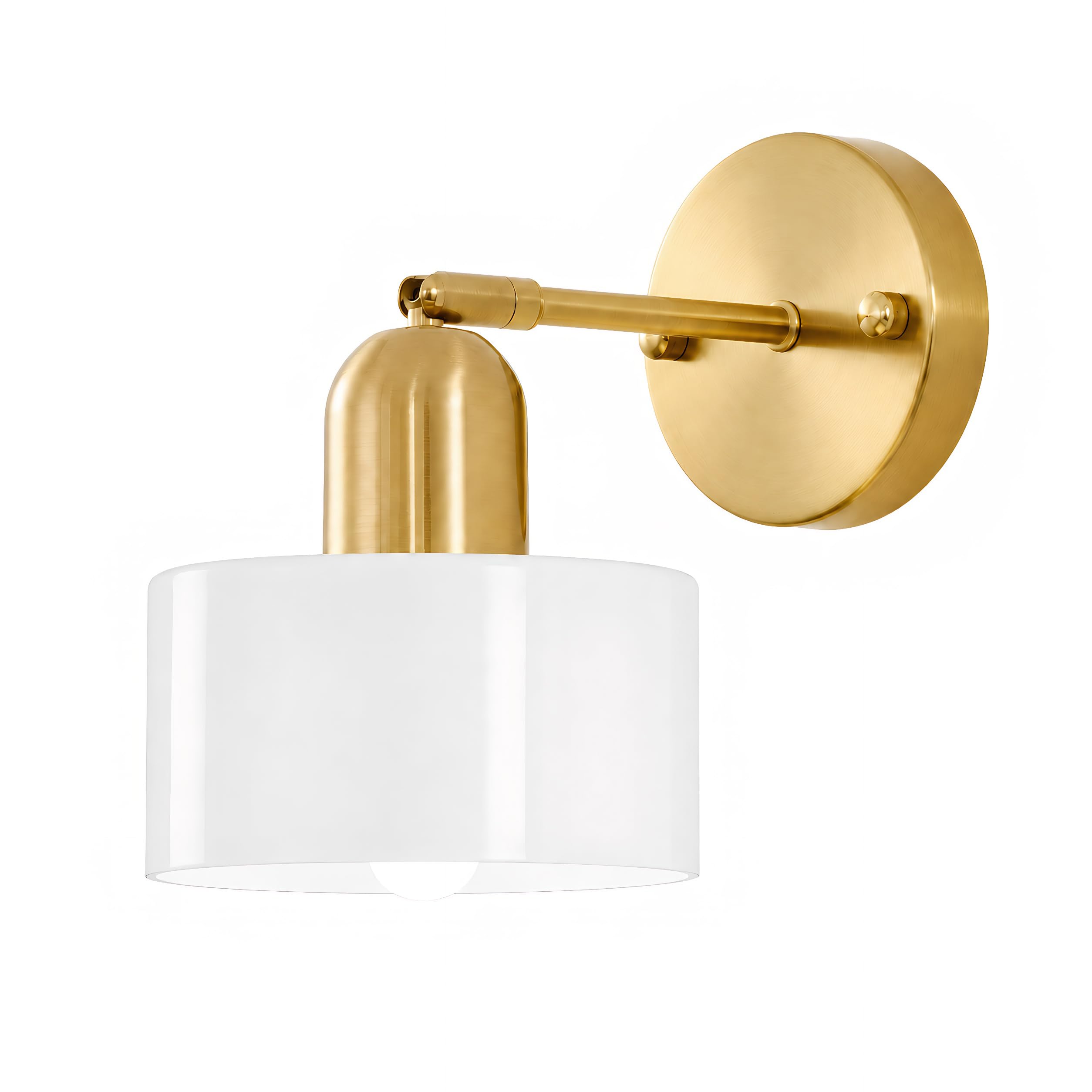 15 cm Lampada da Parete in Vetro Cilindrico Moderna, Applique da Parete E27 Orientabile, Lampada Cablata per Camera Soggiorno Corridoio Cucina，Bianco：1
