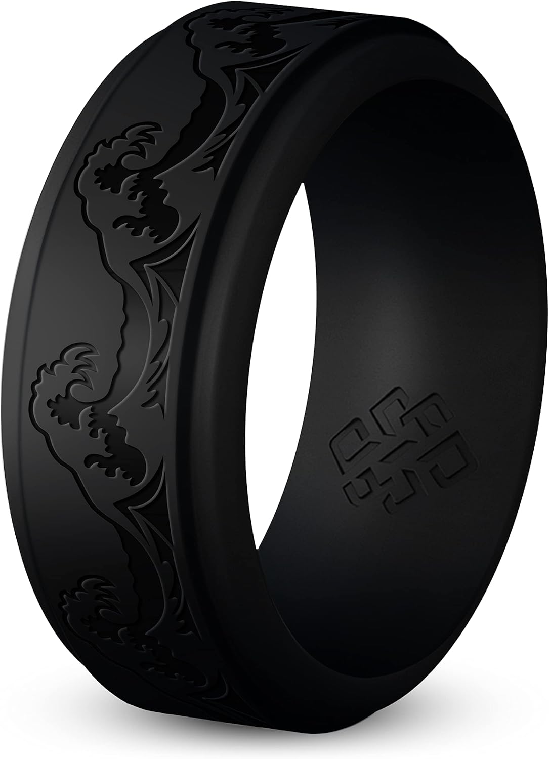 Knot Theory Silicone Ring for Men – Mountain, Waves, Forest Engraving - 8mm Bandwidth Breathable Comfort Fit