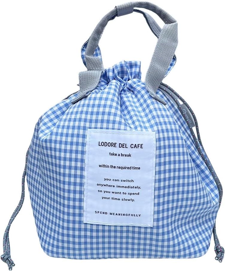 Lunch Bag for Women Adult Men Leakproof Cooler Cute Lunch Boxes Tote Bags Large Capacity Reusable Insulated Lunch Container for Work Office Picnic or Travel (Check/Sax/608008)