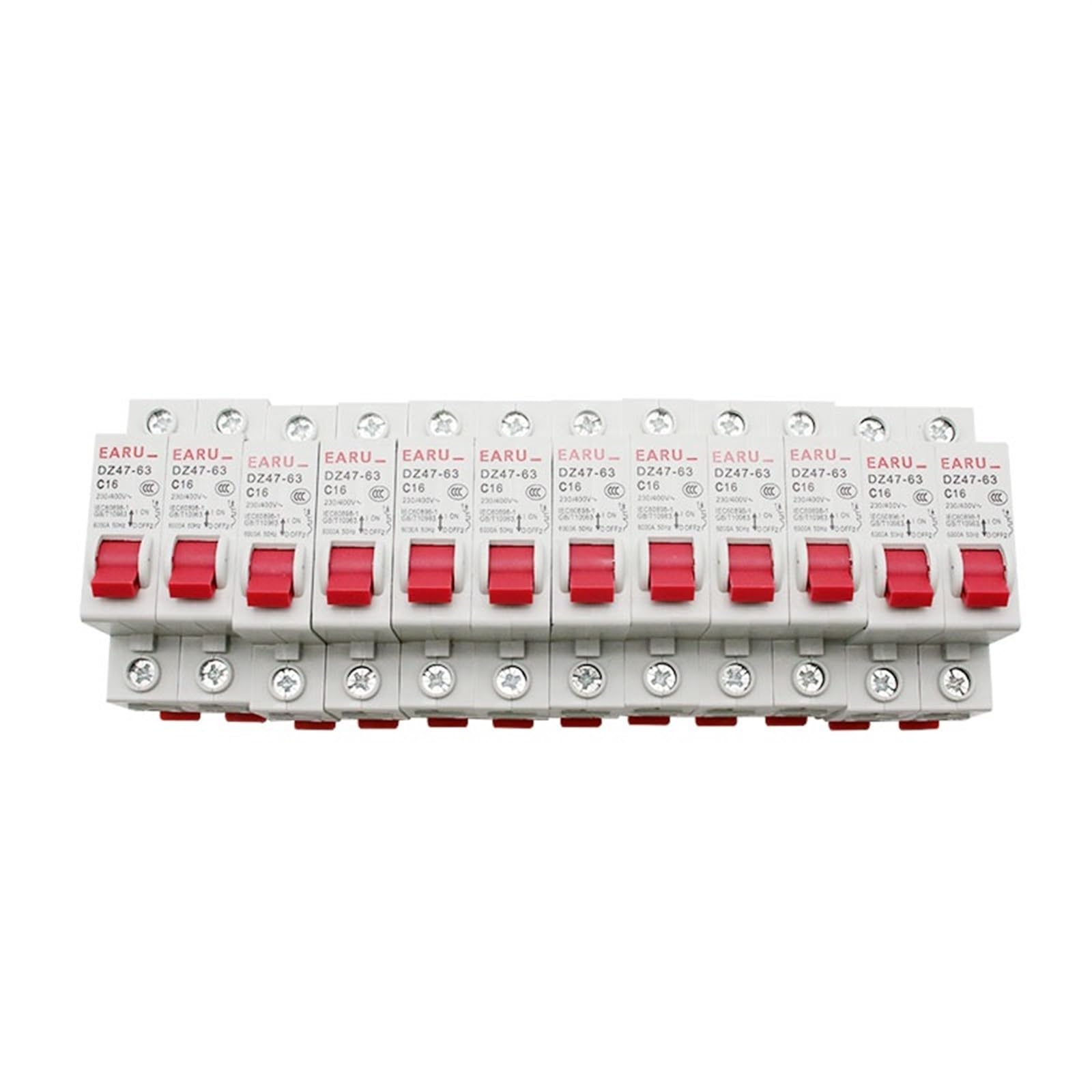 Mini wyłącznik automatyczny 1P AC MCB DZ47-63 C Typ 230/400V ~ 50HZ/60HZ, 3A 6A 10A 16A 20A 25A 32A 40A 50A 63A, montaż na szynie DIN 35 mm (1P 16A)